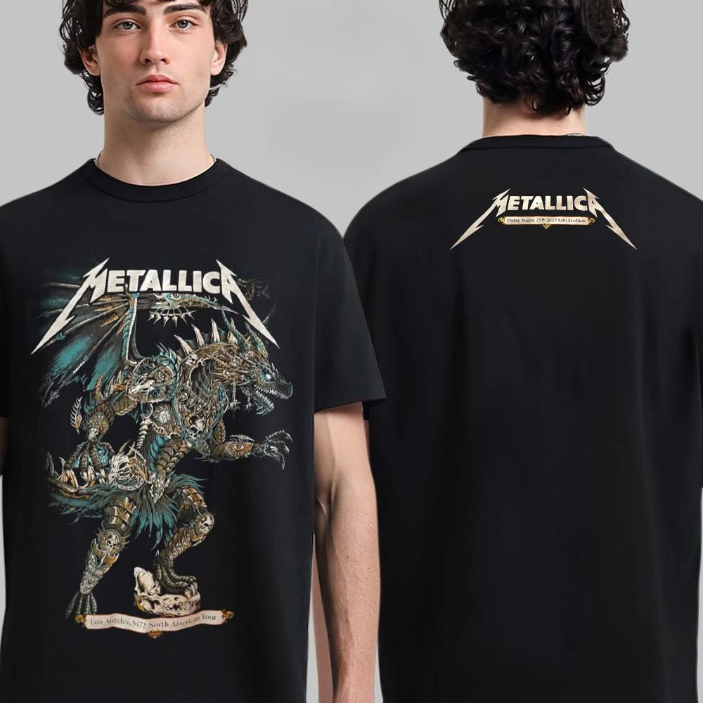 2026 Hot Metallica Graphic Cotton Band T-shirt Unisex Summer Short Sleeve Fashion Brand Tee Luxury Casual Vintage T-shirt