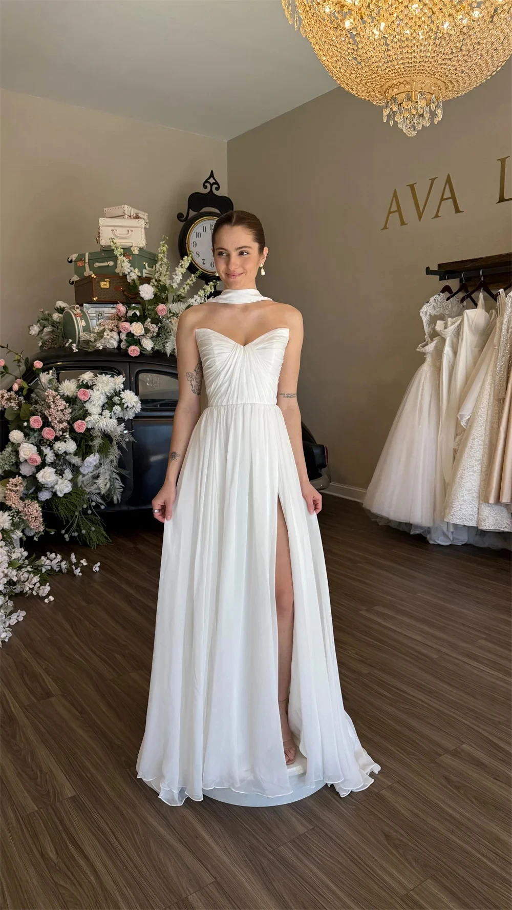 Vestido De novia clásico De corte A con pliegues De corazón De urdimbre gasa largo princesa Vestidos De fiesta nupciales Vestidos De novia