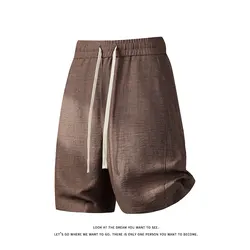 Large Size Men's Fashion Shorts New Brand Casual Waffle Luxury Loose Trunks Multi Colors Male Knee Streetwear Bermuda shorts