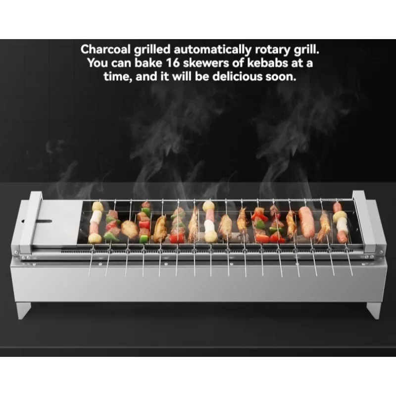 Stainless Steel Outdoor Barbecue Grill - Portable Automatic Rotating Charcoal Barbecue Grill - Suitable for Outdoor Camping
