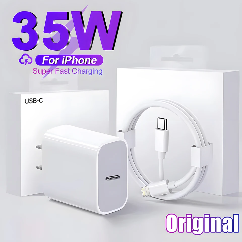 NEW Original PD 35W Fast Charger For iPhone 16 15 14 13 11 12 Pro Max Plus XS USB C Cable Fast Charging Type-C Cables Accessorie