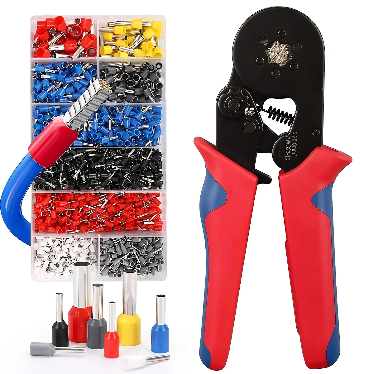 

Набор инструментов для обжима наконечников, клещи для обжима наконечников (AWG23-10), саморегулируемый набор инструментов для обжима с храповым механизмом для разъемов наконечников