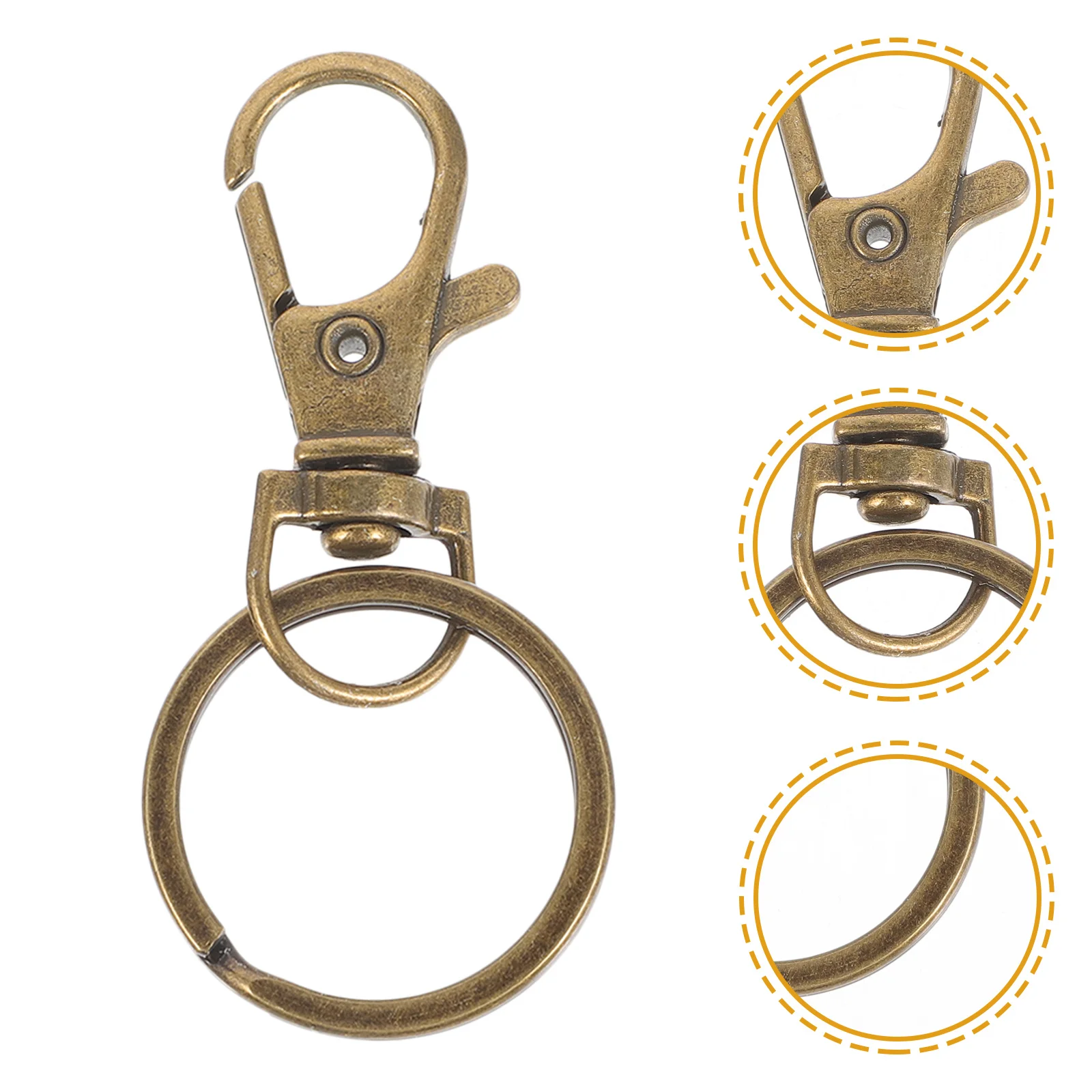 

60pcs Keychain Bronze Metal Zinc Alloy Sturdy Creative Keychain Buckles Rings for Key Holder DIY Crafts Project