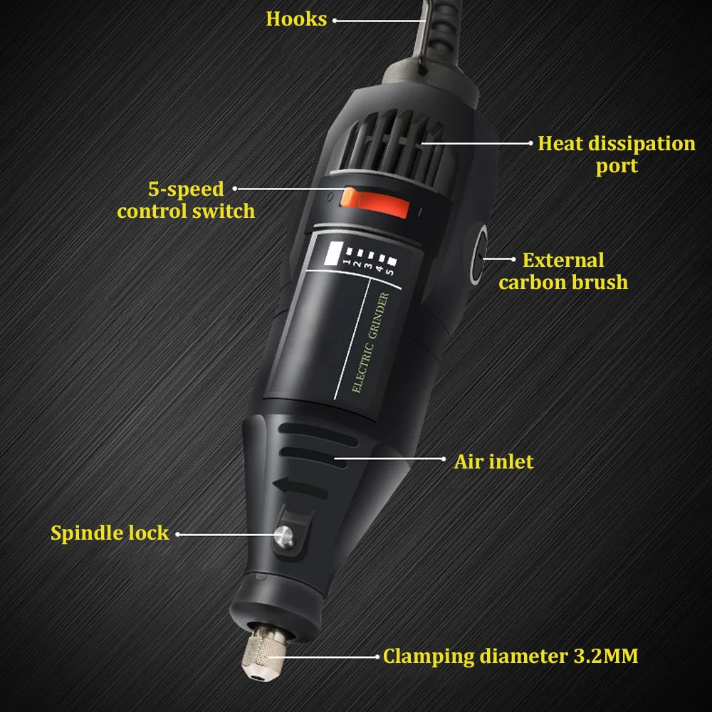 Imagem -06 - Mini Broca Elétrica Moagem Conjunto de Ferramentas Moedor Rotativo Corte Versátil Polimento Lixadeira Kit de Ferramentas Bits Potência 180w