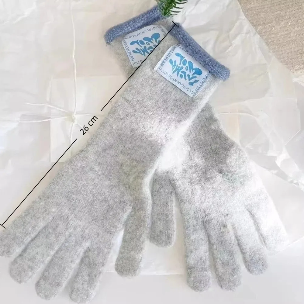 منتصف طول قفازات دافئة تصميم مجعد اللون حجب قفازات محبوكة الدوبامين الألوان مريحة قفازات شاشة اللمس النساء