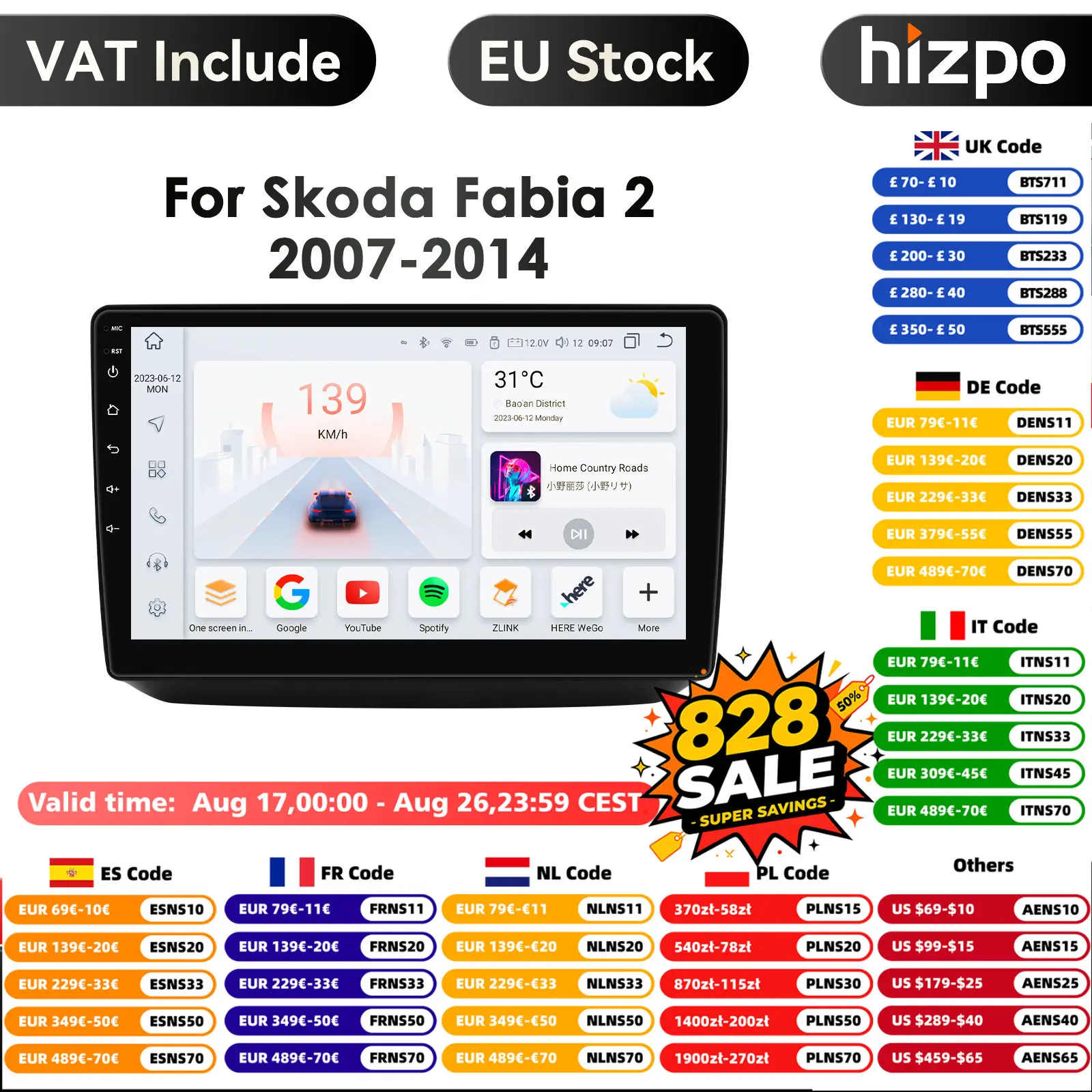 10,1''QLED-Bildschirm 2din Android Autoradio Multimedia-Videoplayer für Skoda Fabia 2 2007-2014 GPS Navi Carplay Auto 4G RDS WIFI AI Intelligente Systeme Autoradio Stereo Snapdragon von Qualcomm
