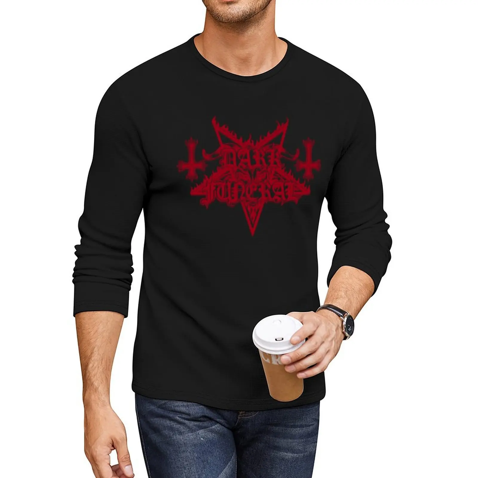 Dark Funeral Band - Original Logo - Fanart - Red Long T-Shirt plus size t shirts heavy weight t shirts for men