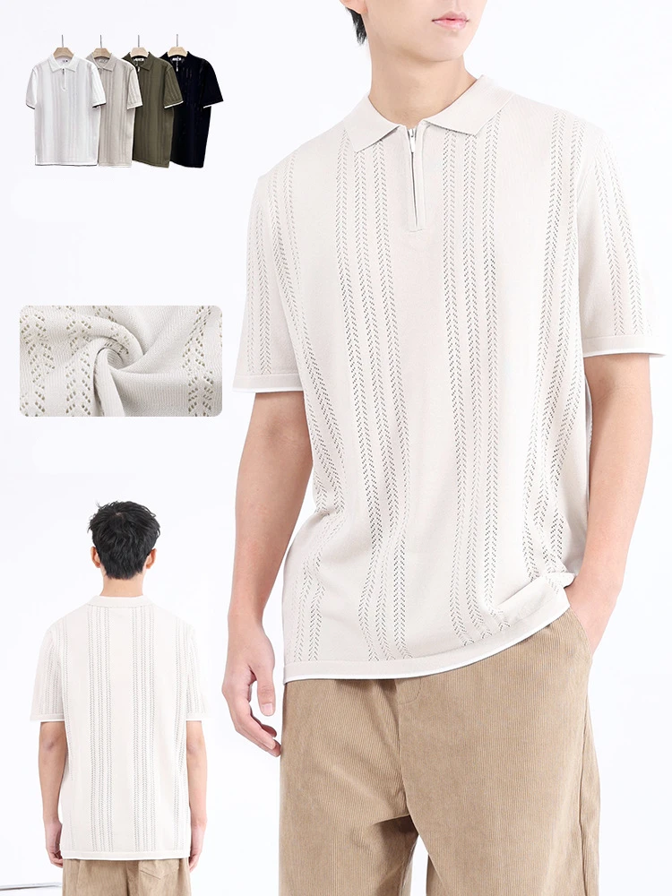 

Дышащие вязаные рубашки поло для мужчин, универсальные, крутые, летние, качественные, мягкие, удобные, эластичные, шелковистые, Camisas De Hombre