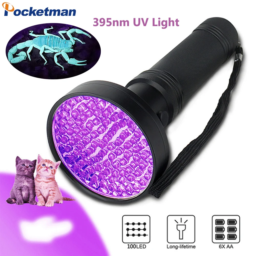 Black Light UV Light Flashlight 395nm Ultraviolet Blacklight Flashlight Pet Urine Detector for Dog/Cat Dry Stains Resin Curing