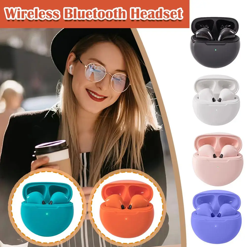 New Pro6 Earphone Bluetooth Headphones With Mic 9D Stereo Pro 6 Earbuds For Xiaomi Android Wireless Bluetooth Heads C1B8