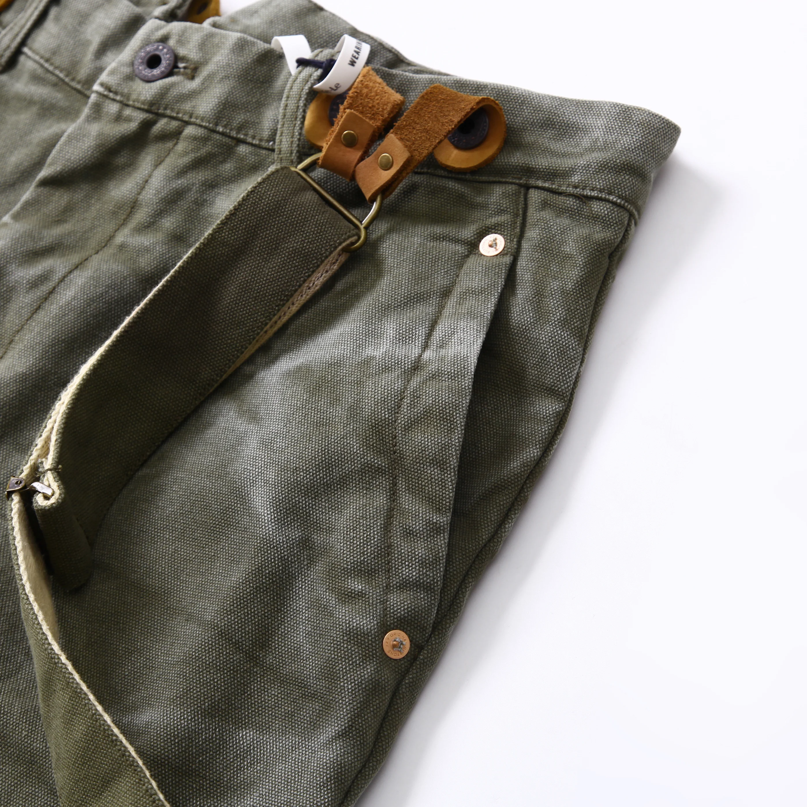 World War II Heavyweight 100% Cotton Washed Canvas Overalls - Durable Loose Straight Men's Lumberjack Casual Workwear Pants