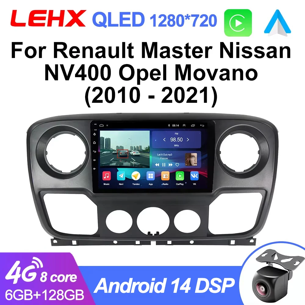 LEHX L6Pro  Android 14 Carplay Car Radio For Renault Master Nissan NV400 Opel Movano 2010 - 2021 Stereo Receiver GPS 2din DVD