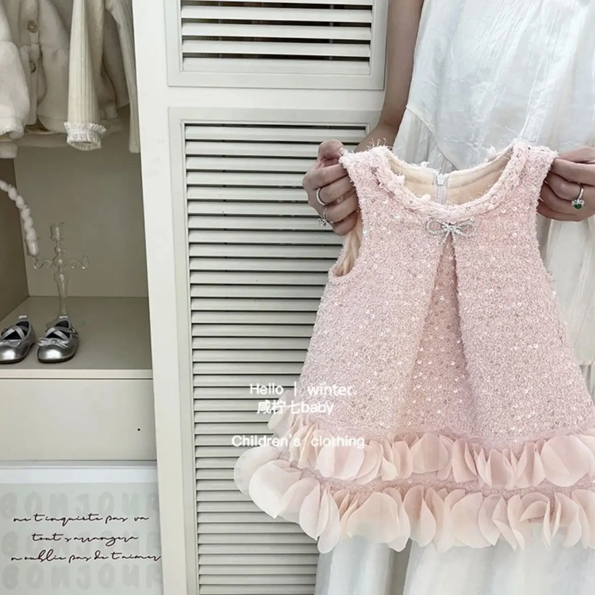 

Осенне-зимнее бархатное розовое блестящее многослойное кружевное бальное платье принцессы для маленьких девочек на день рождения, праздничная вечеринка, детская одежда