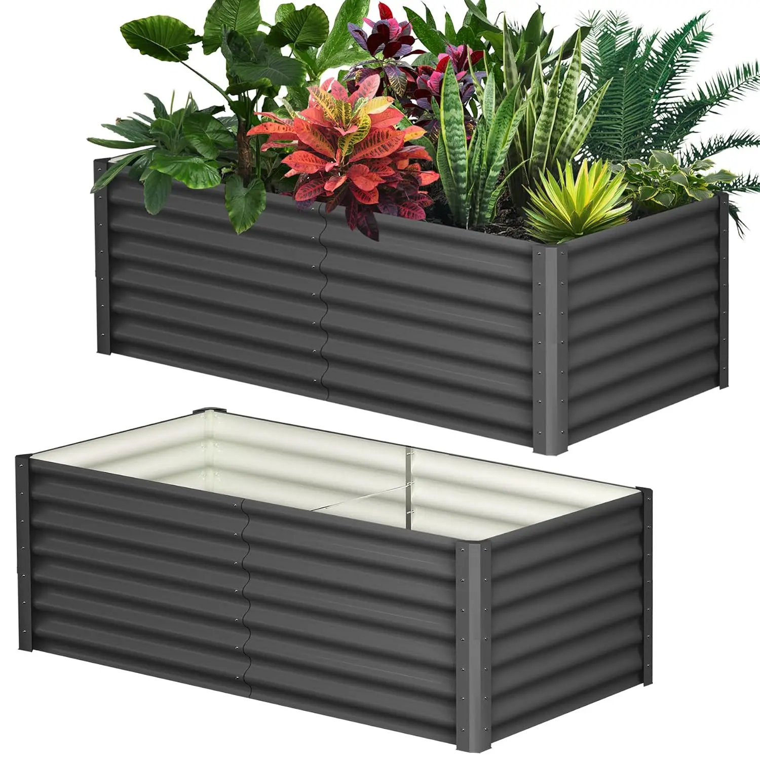 Galvanized Raised Garden Beds 6x3x2 FT, Metal Raised Bed for Gardening, Customized