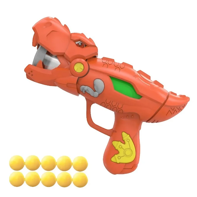 Red Dinosaur Gun Ball 10 Pieces Kids Toy Soft Foam Balls Safe Play Dinosaur Shooting Game