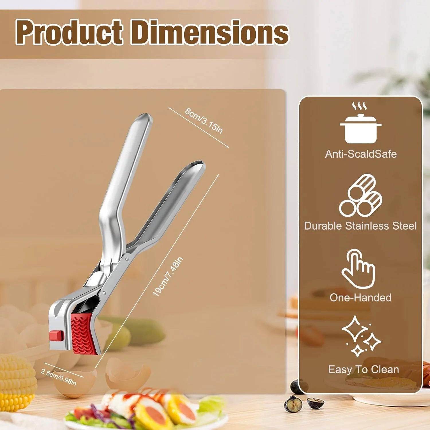Stainless Steel Hot Plate Gripper Tongs,Anti Scald Bowl Holder Clip,Heat Insulation Kitchen Pans Gripper for Microwave,Pizza Pan