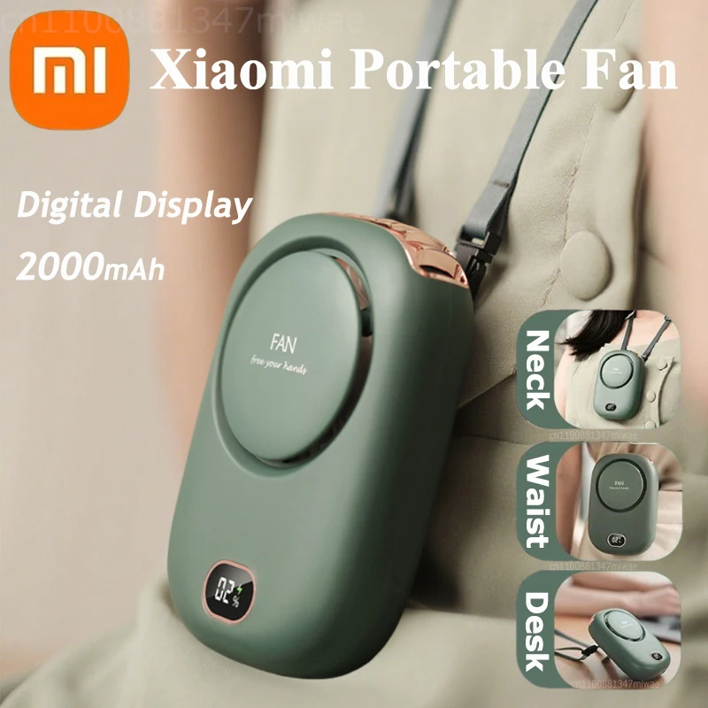 

Xiaomi Mini Portable Fan Hanging Neck Waist Air Cooler Fan With 2000mAh Long-lasting Battery USB Rechargeable Electric Power Fan