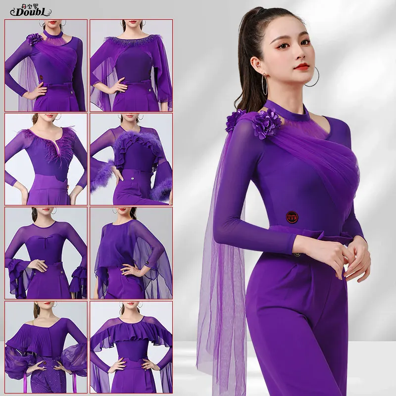 

Noble demure Danbauro high-end Moden dance blouse female purple ballroom dress collection elegant dance dress
