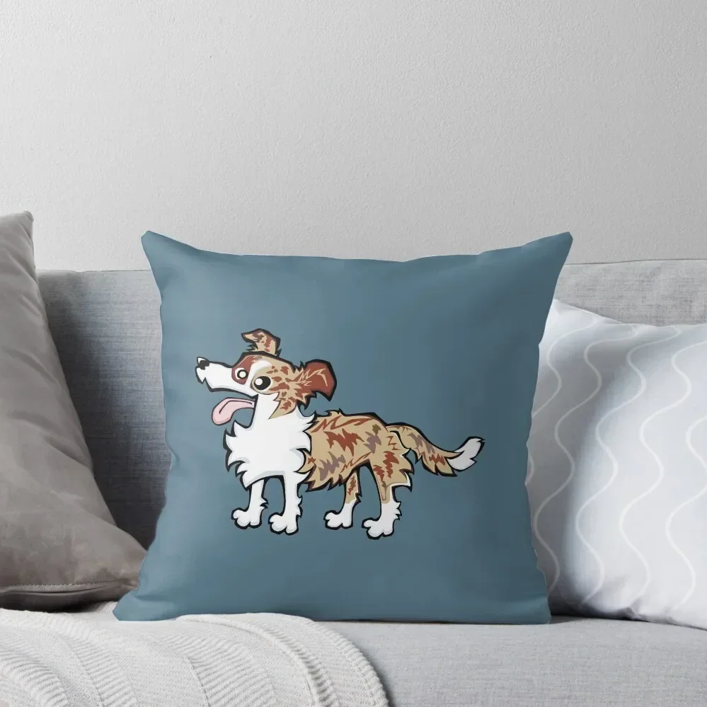 Border Collie - Red Merle (Full Body) BLUE BG Throw Pillow Sofa Cover Pillowcase pillow