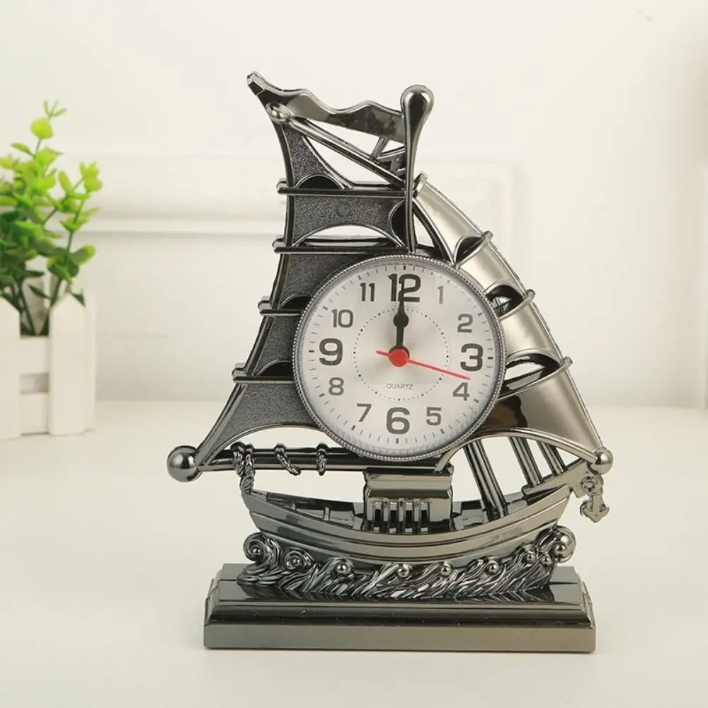 

Classical Sailboat Alarm Clock Mediterranean Lovely Sailboat Sculpture Eco-friendly Desk Alarm Clock Living Room