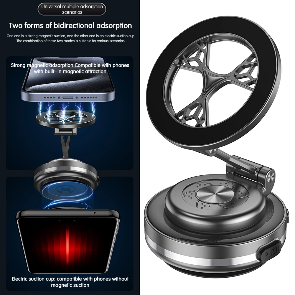 

Car Electric Suction Cup Vacuum Magnetic Phone Holder Easy Install Car Mount For Dashboard For Navigation Driving