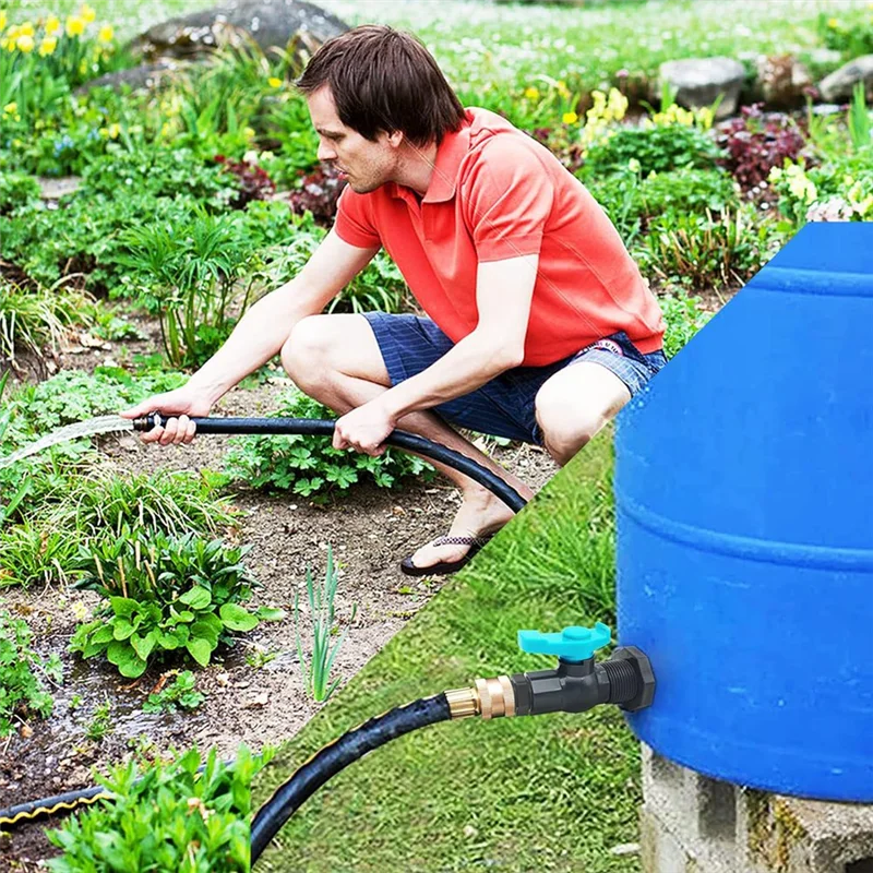 BAAJ-Rain Barrel Spigot Kit With An Hole Saw Include PVC Bulkhead Fitting Ball Valve Thread Seal Tape And Garden 3/4In Male