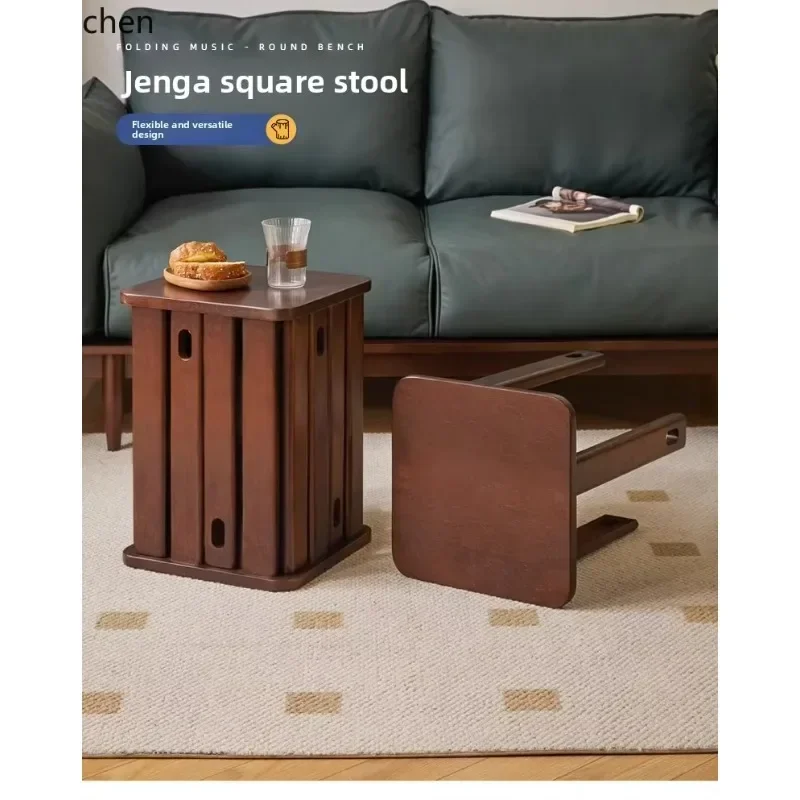 Solid Wood Combination Stool Household Stackable Dining Table Stool Thickened Four-in-one Coffee Table Spare Stool