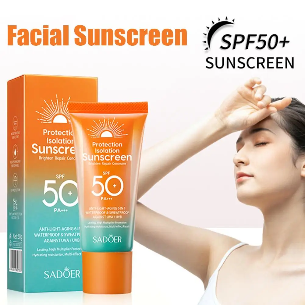 Protetor Solar Hidratante à Base de Água SPF 50, Loção Protetora Anti-brilho para Rosto e Corpo, Hidratante Facial com Proteção UV