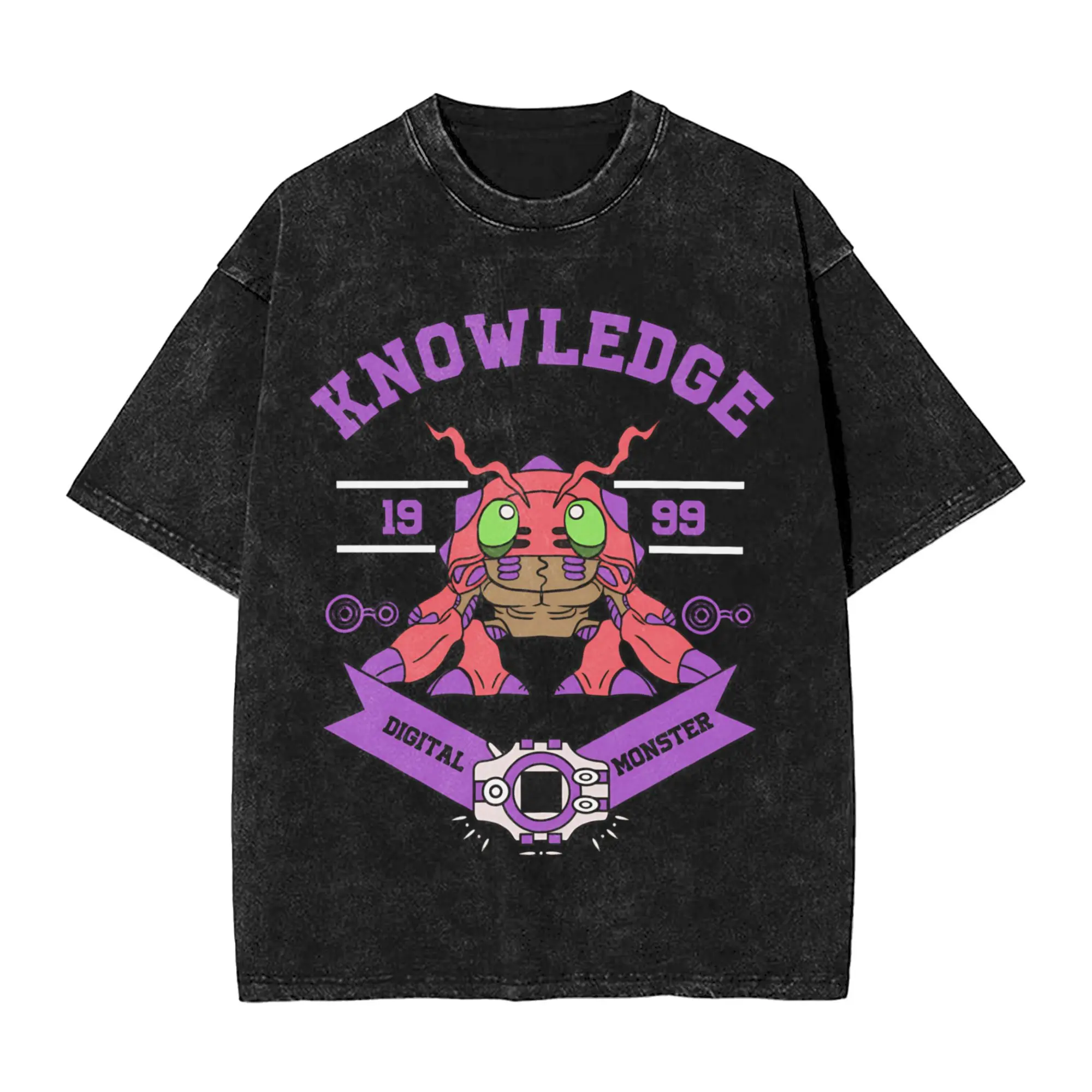 Camiseta lavada Digital Monster Digimon Tentomon para hombre y mujer, ropa de calle, camisetas de Hip Hop, camisetas con estampado con dibujo de manga corta
