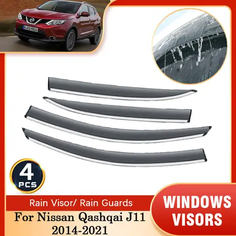 닛산 Qashqai J11 Rogue Sport 2014 ~ 2021 디플렉터 가드 썬 레인 윈도우 바이저 스모크 트림 벤트 차양 자동차 액세서리 4x