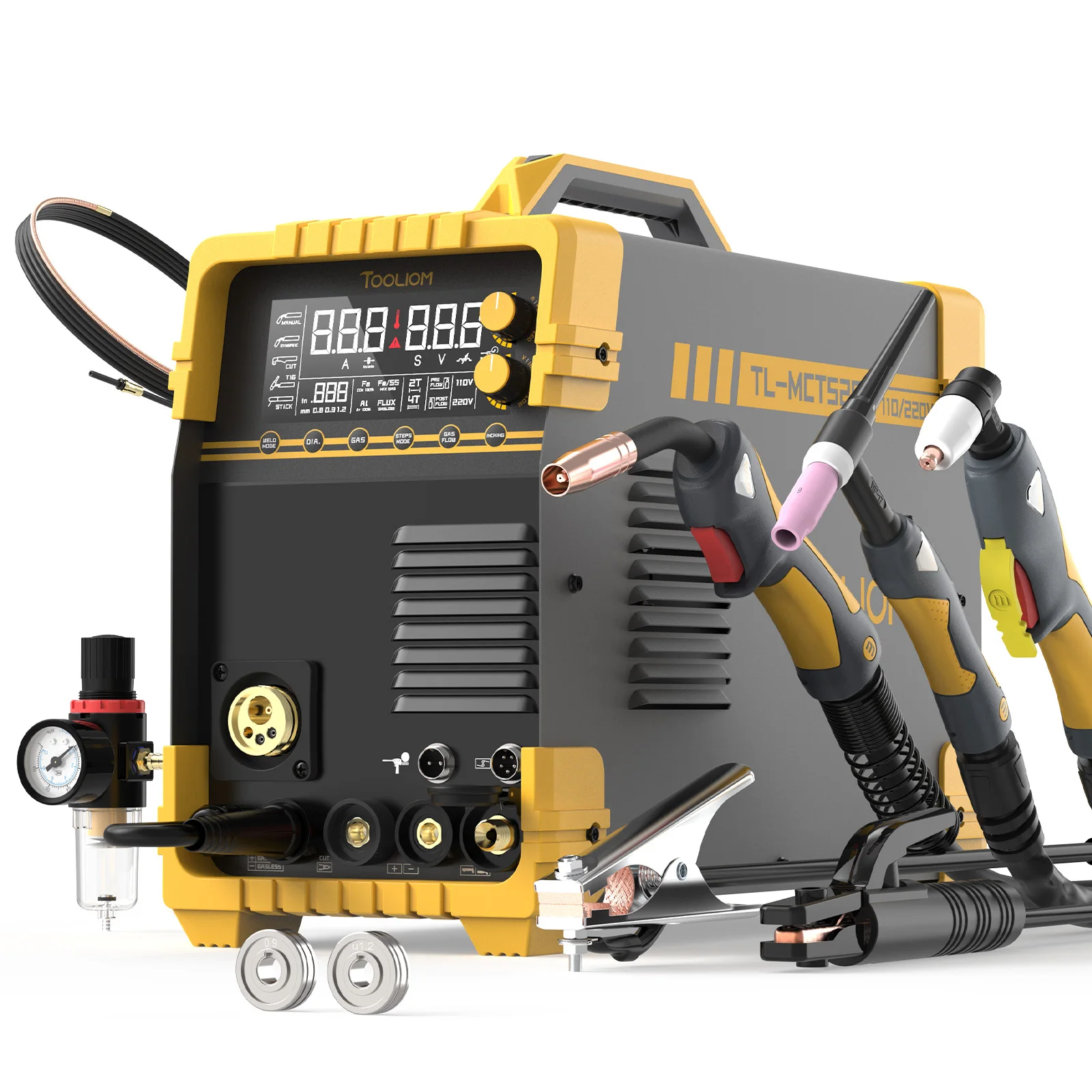 

TOOLIOM MIG/TIG/CUT/Stick Welder 5 in 1 Multiprocess Welder110/220V Dual Voltage Aluminum Welding Machine Spool Gun Compatible