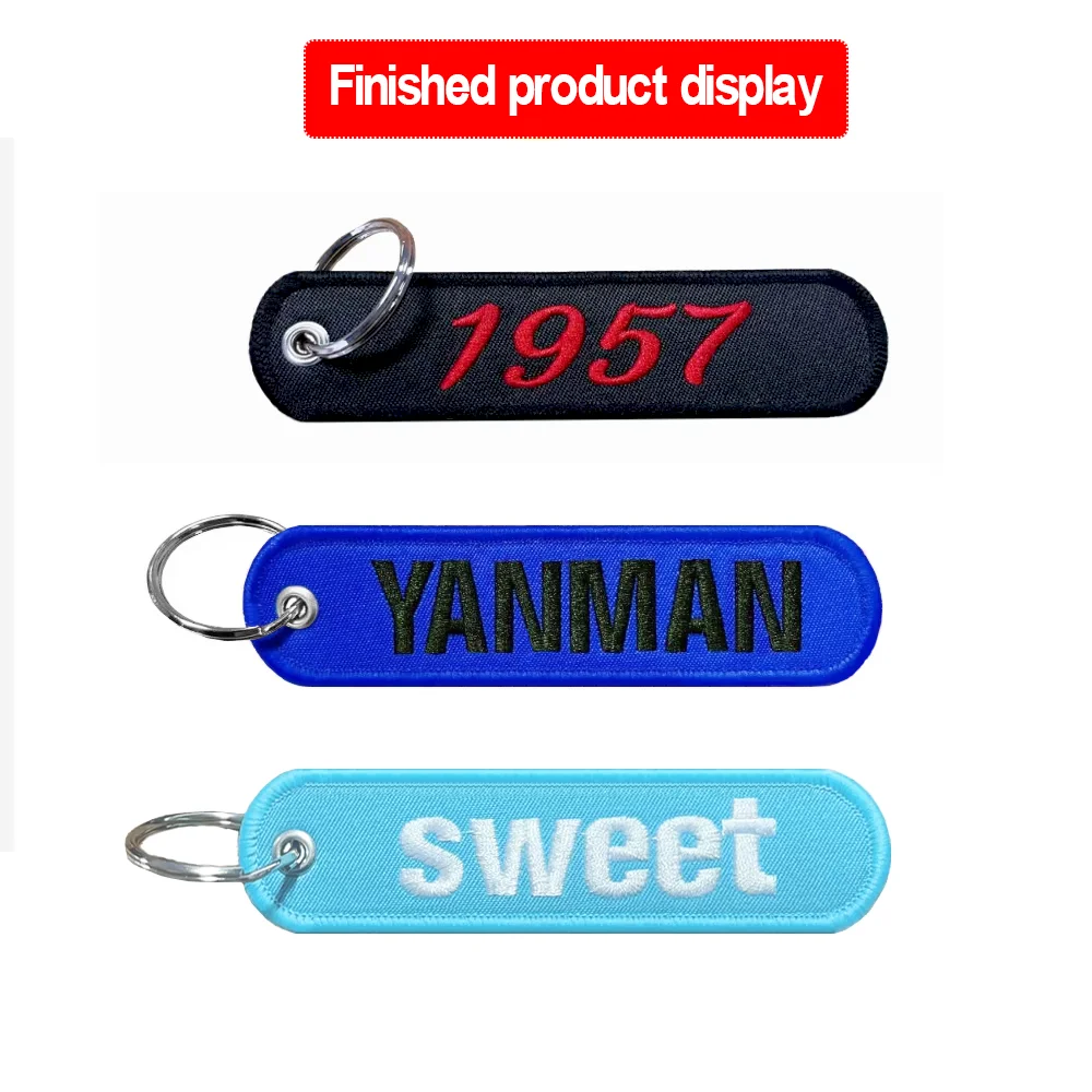 Personalized Keychain with Name Patch, Embroidery text  , Key-Ring Accessory for a Tag Customized Gift