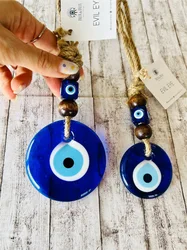 Glass Blue Eye Hanging Decorations with Handcrafted Turkish Evil Eye Pendant for Home Deocr Living Room Bedroom Wall Decoraton