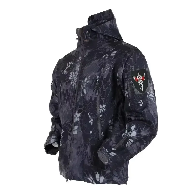 5XL 6XL CP Camouflage Soft Shell Assault, Suitable for Outdoor Sports Hunting, Waterproof and Windproof Wool and Fleece Jacket
