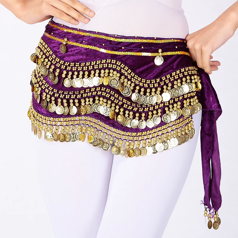 Traje de danza del vientre personalizado para mujer, cadena de cintura, danza india, bufanda de terciopelo a la cadera, sello de cintura, práctica de cintura, bufanda, alas