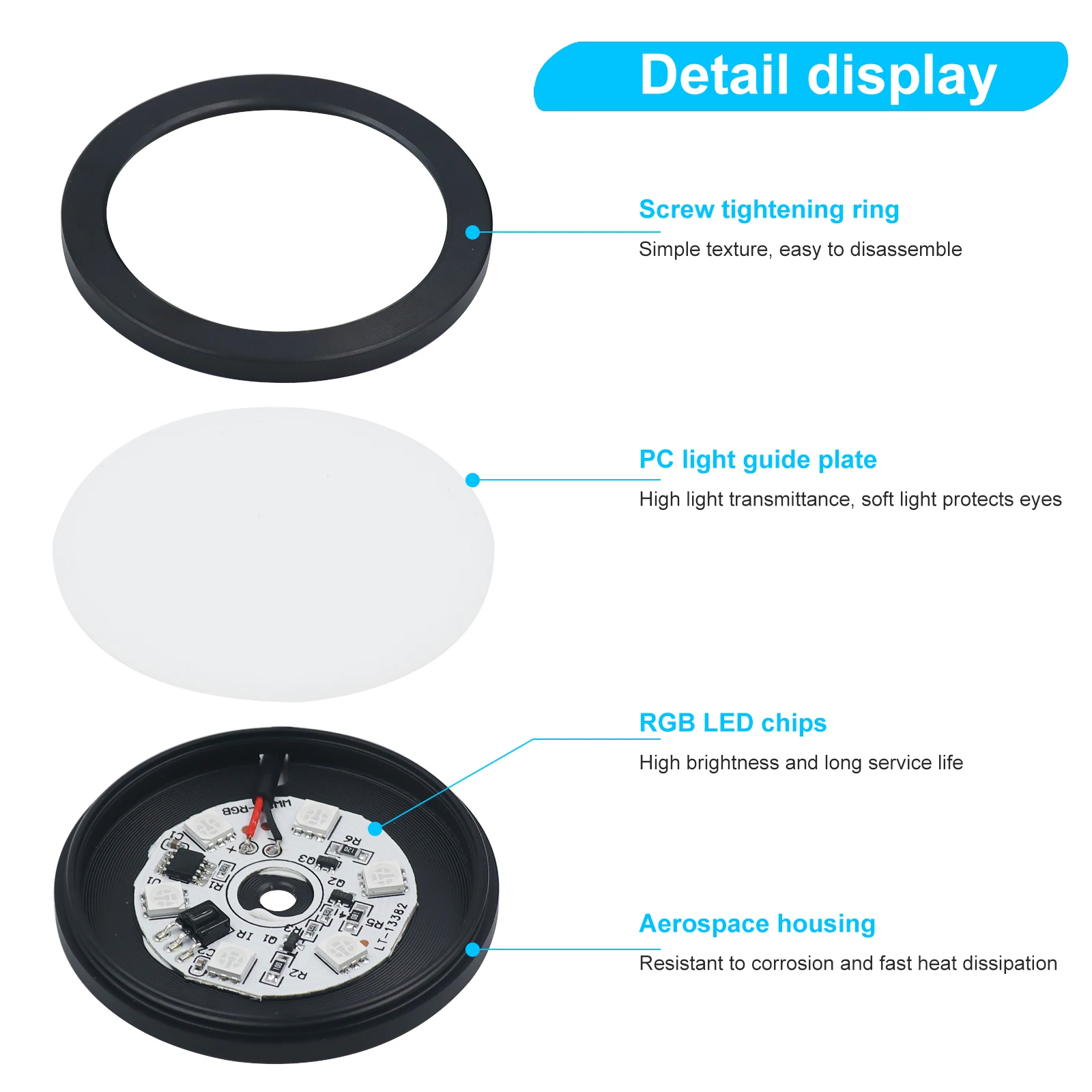 5V USB Switch LED Round Under Cabinet Light Kit Remote Control RGB Color Change Dimming for Kitchen Shelf Closet Wardrobe Decor