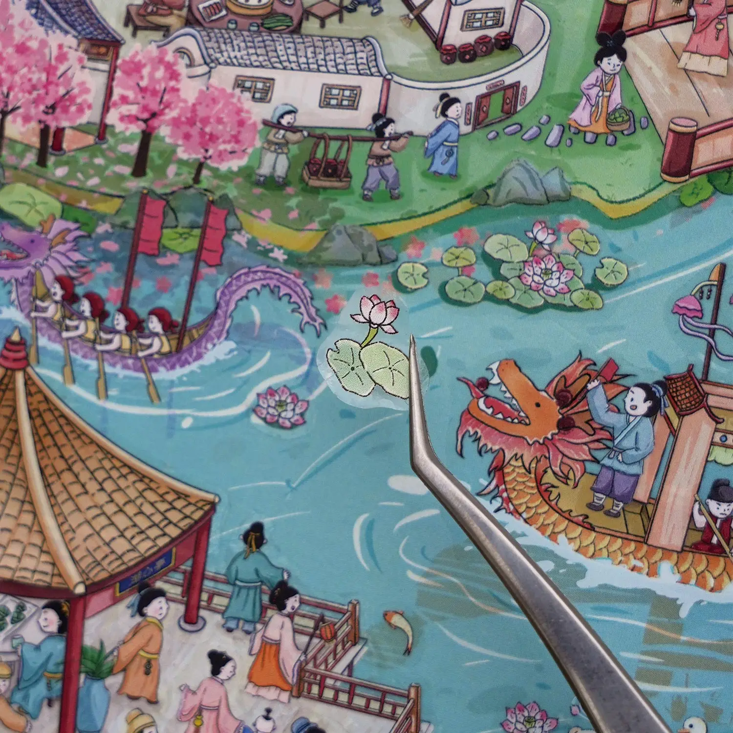 Three-Dimensional Landscaping Stickers Dragon Boat Festival Series 3D Stereo Cabin Handbook Decoration DIY Educational Quiet Book