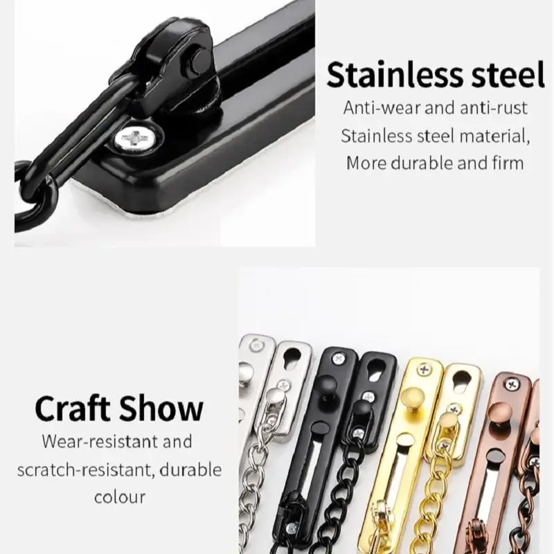 1PCS Door Chain Lock Stainless Steel Security Chain Anti-theft Door Latch Buckle for Home Hotel Apartment Screw Guard Accessorie