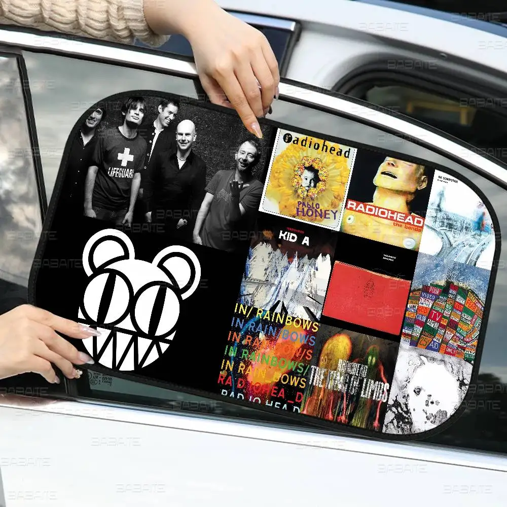 Radioheads الموسيقى الفن 1 قطعة نافذة ظلة غطاء للأطفال العالمي سيارة طوي سيارة الشمس الظل غطاء UV حماية الستار الجانب #2