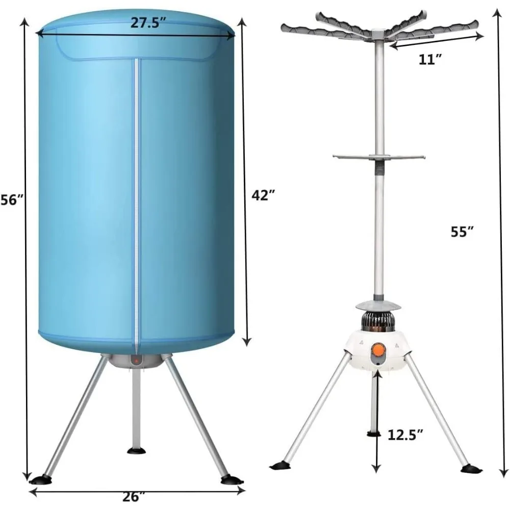 COSTWAY 23597-CYEP، غسيل بدون فتحات، آلة تجفيف ساخن مع سخان للمنزل والمسكن مجفف ملابس محمول
