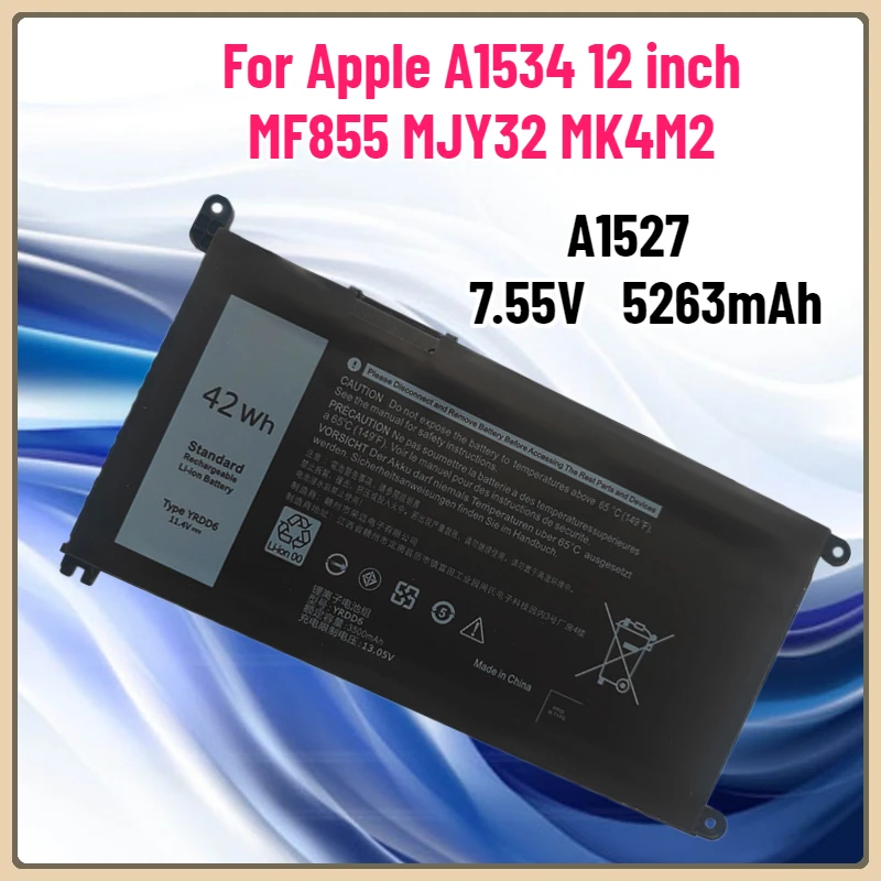 

7,55 В 5263 мАч A1527 Подходит для Apple A1534 12-дюймовый аккумулятор для ноутбука MF855 MJY32 MK4M2