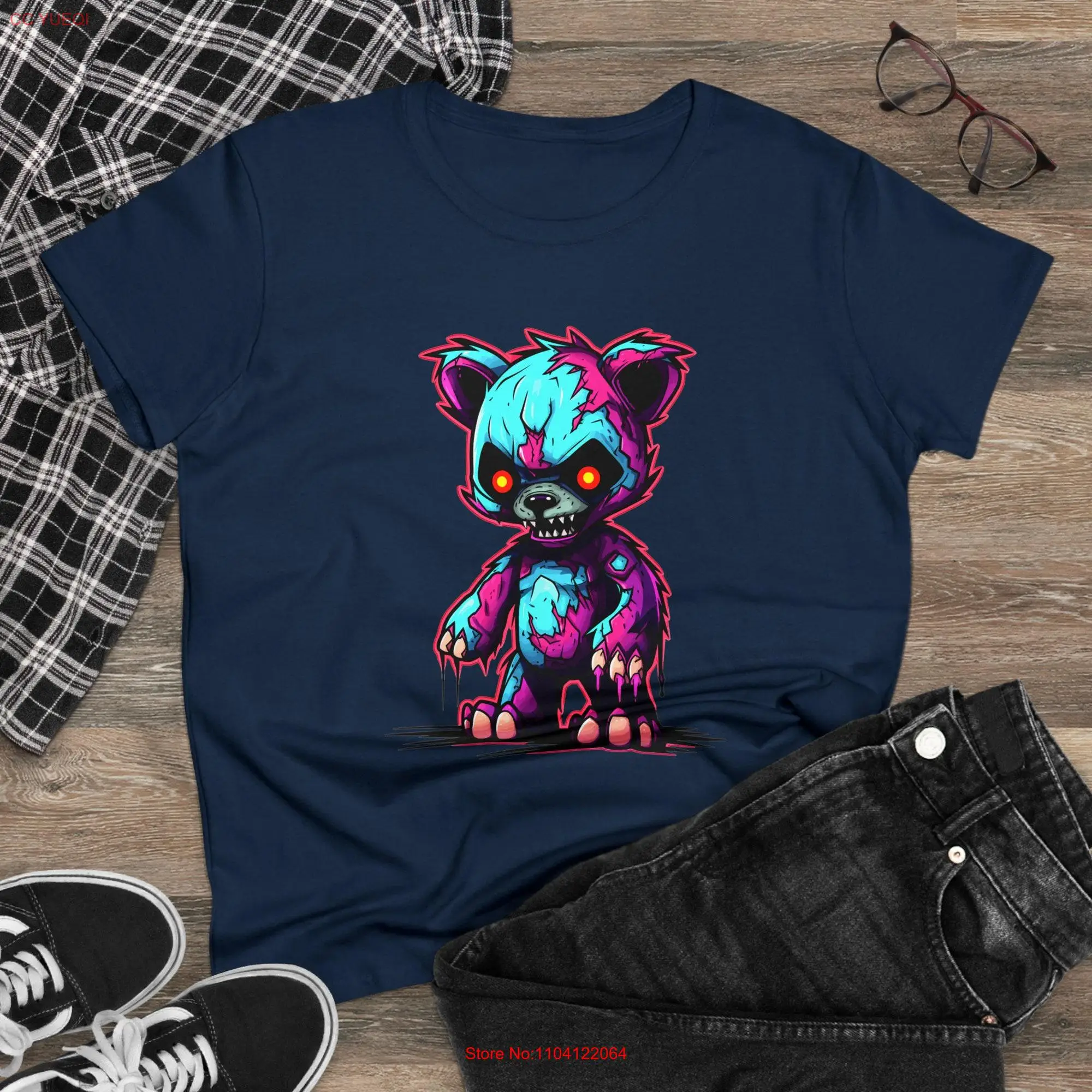 

Женская хлопковая Футболка среднего веса с длинным или коротким рукавом и изображением мишки тедди зомби