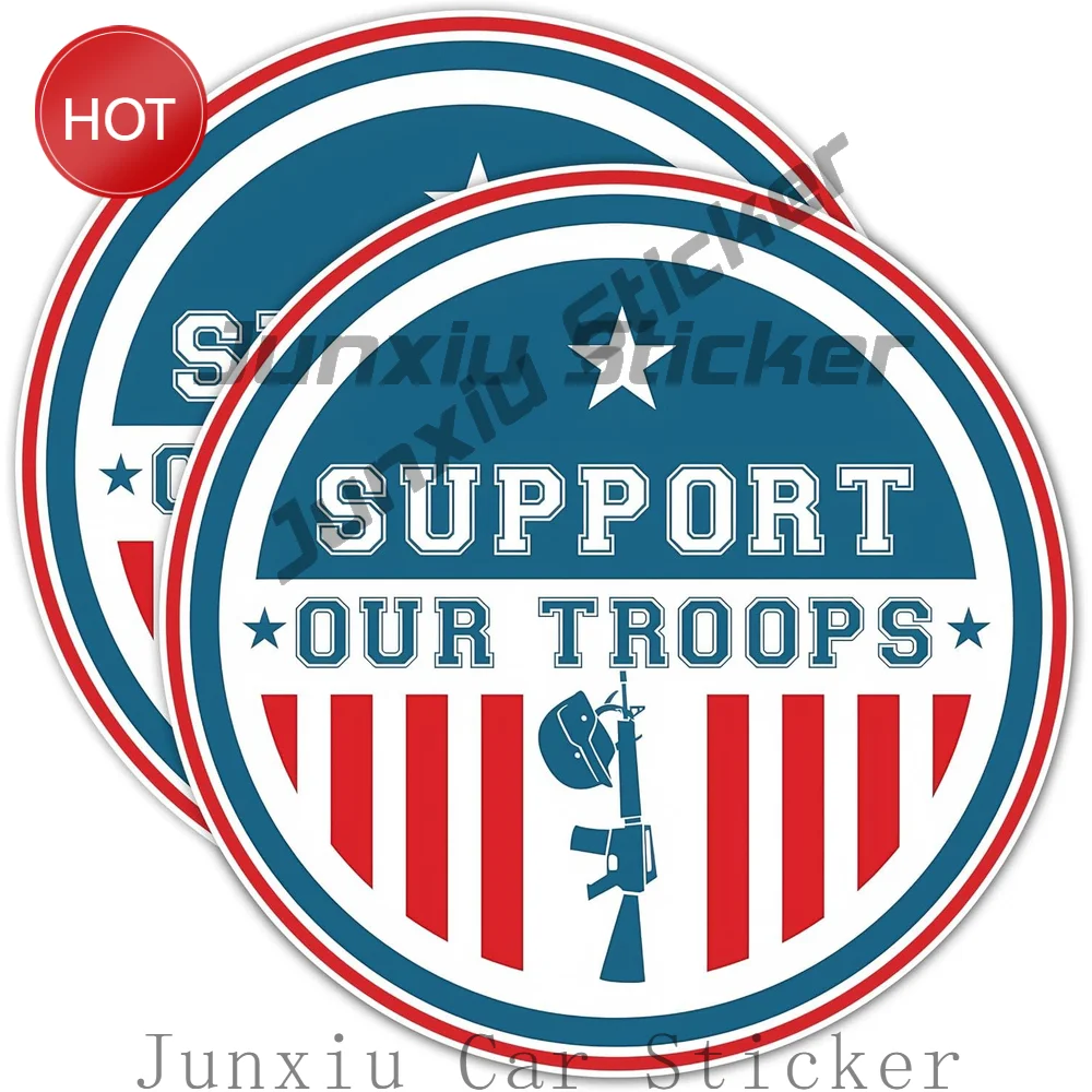 2 Pack Support Our Troops PVC Vinyl Sticker For Car Window Laptop And Travel Luggage Creative Graphic Decoration Decal