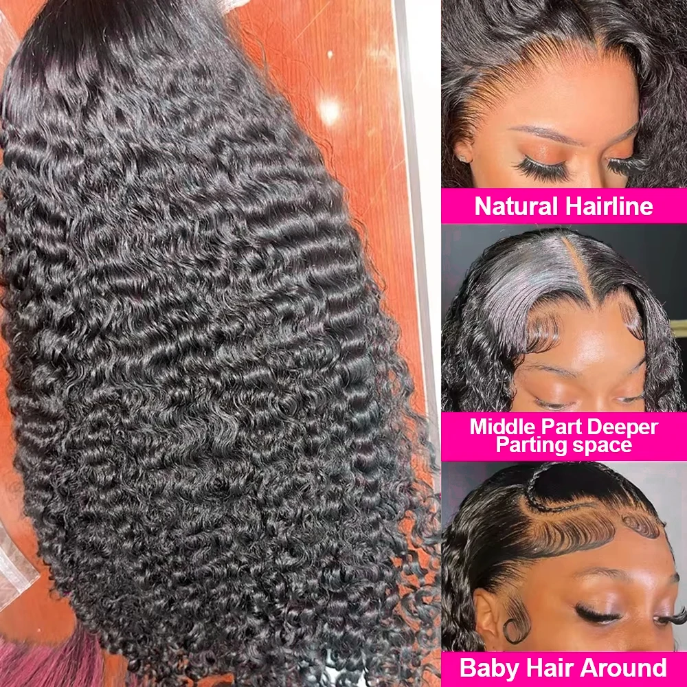 Umi Glueless 13x4 HD peluca de onda profunda pelucas frontales de encaje transparente brasileños Remy 300% densidad real 100% cabello humano 32 pulgadas