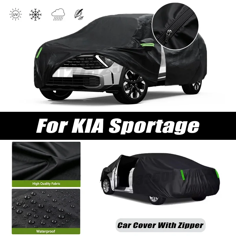For KIA Sportage Car Covers Outdoor Waterproof Sun Rain Snow Protection UV Car Zipper Design Car Cover Accessories