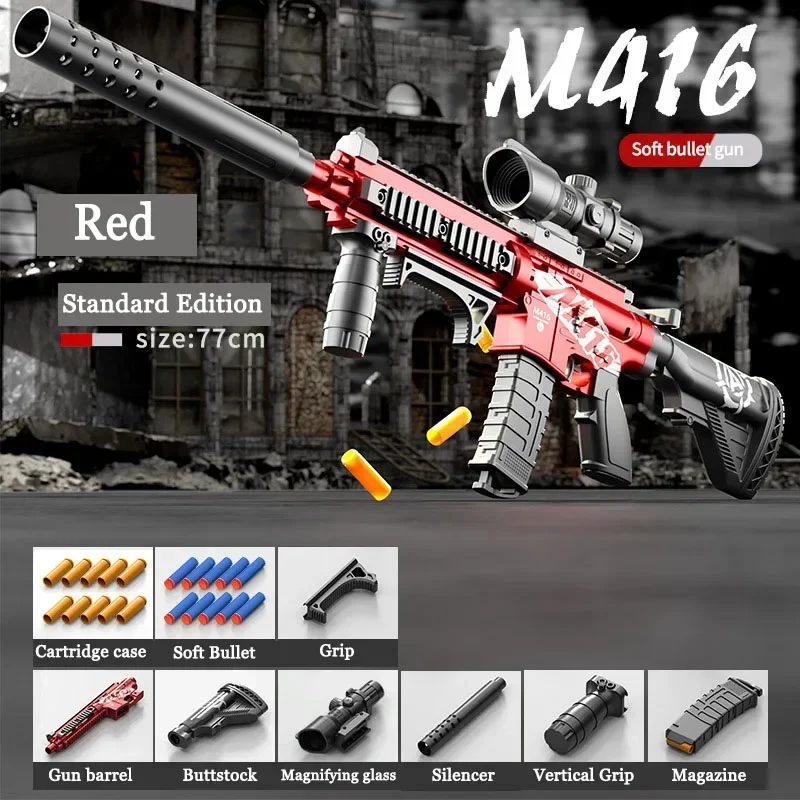 M416 Style Soft Dart Blaster Toy Manual Loaded Foam Dart Blaster Model Christmas Birthday Gift 2026