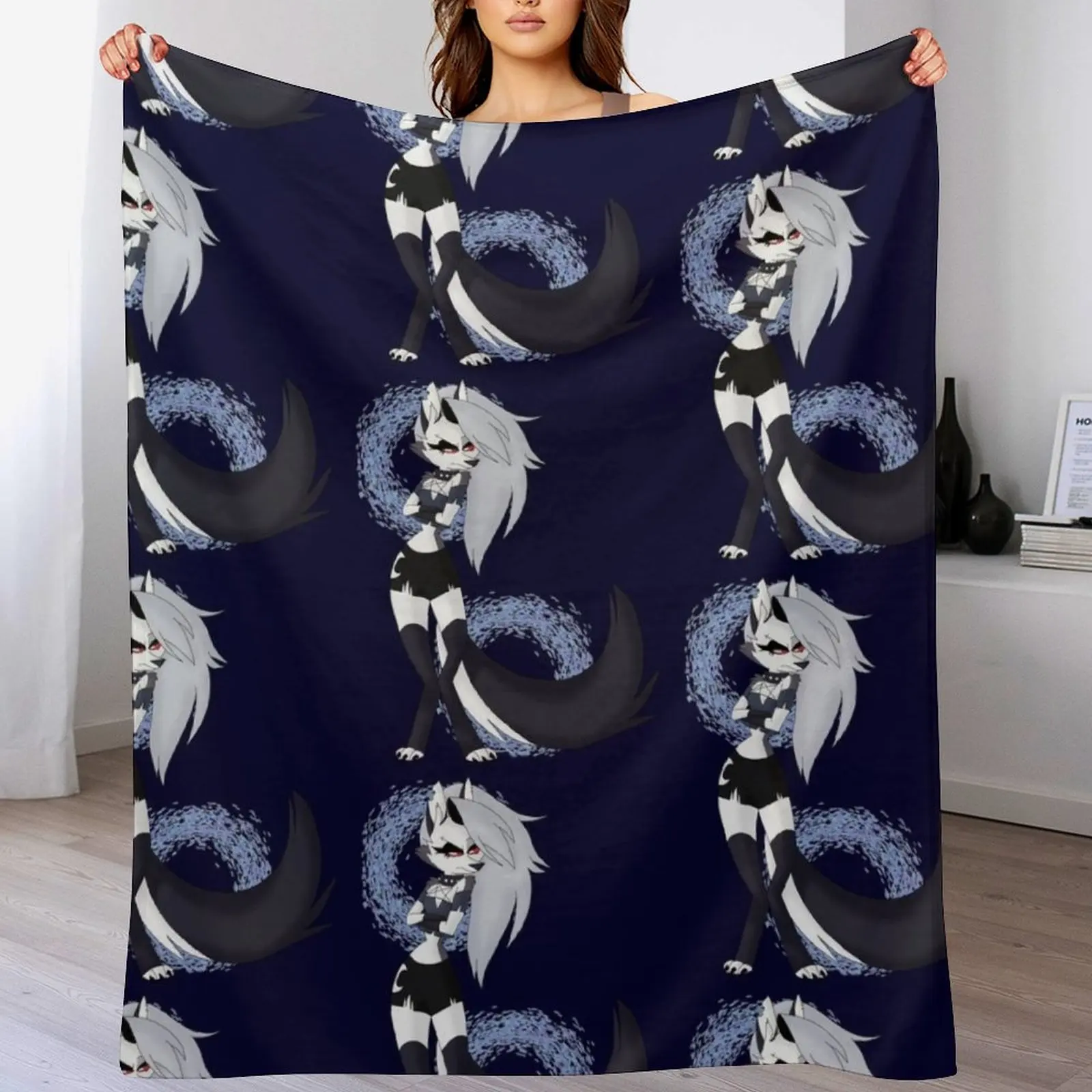 Loona from Helluva Boss Throw Blanket All Season Lightweight Soft Blanket for Bed
