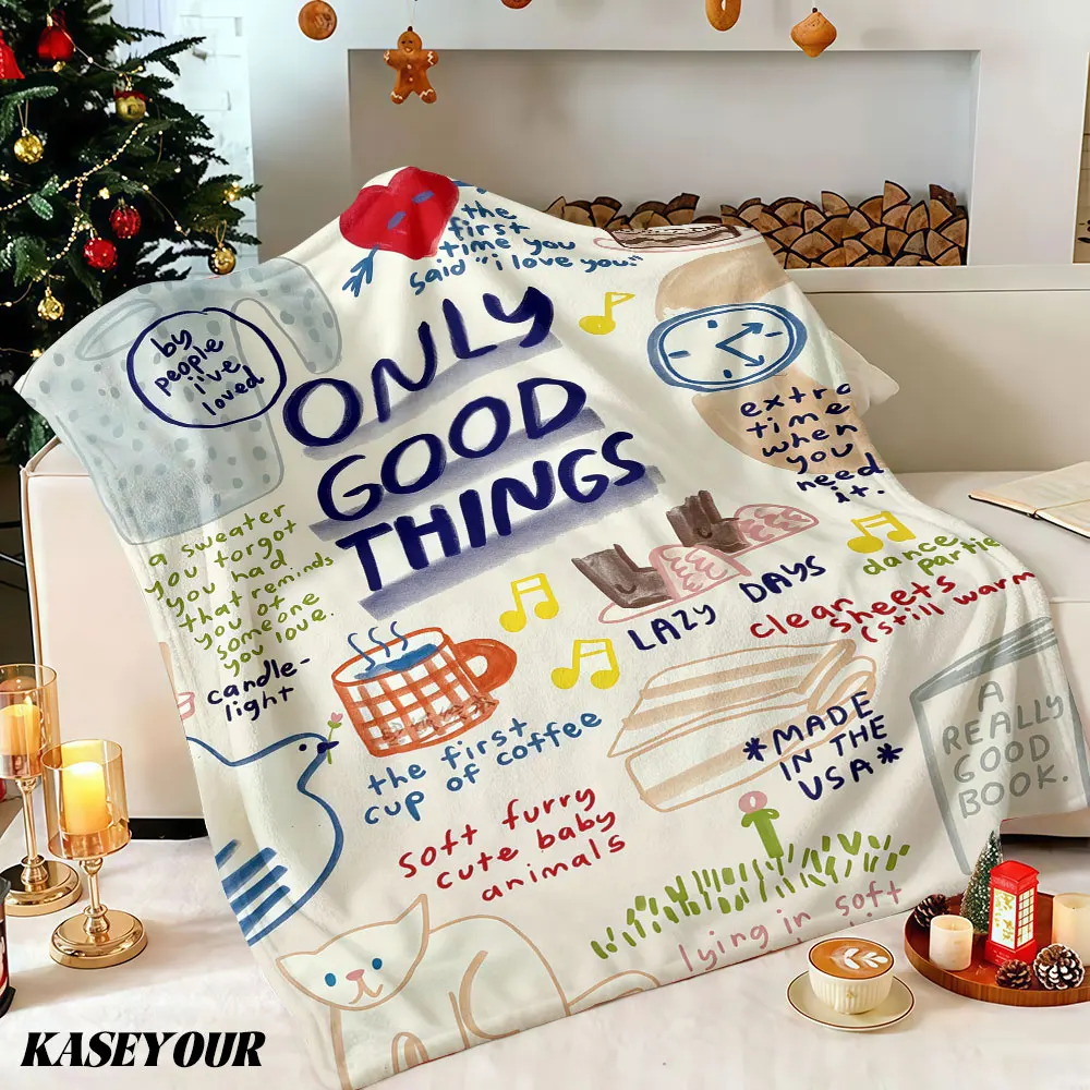 Only Good Things Journal Winter Summer Flannel Blanket Throw Fleece Soft Fuzzy Plush Cozy Fleece Blankets for Sofa Ideal Gifts