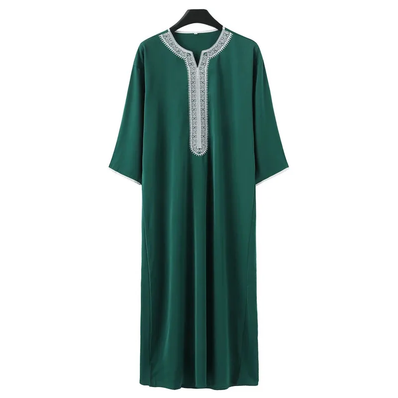 Nuovo abito arabo verde marocchino ricamato musulmano Abiti casual tradizionali per uomini musulmani islamici