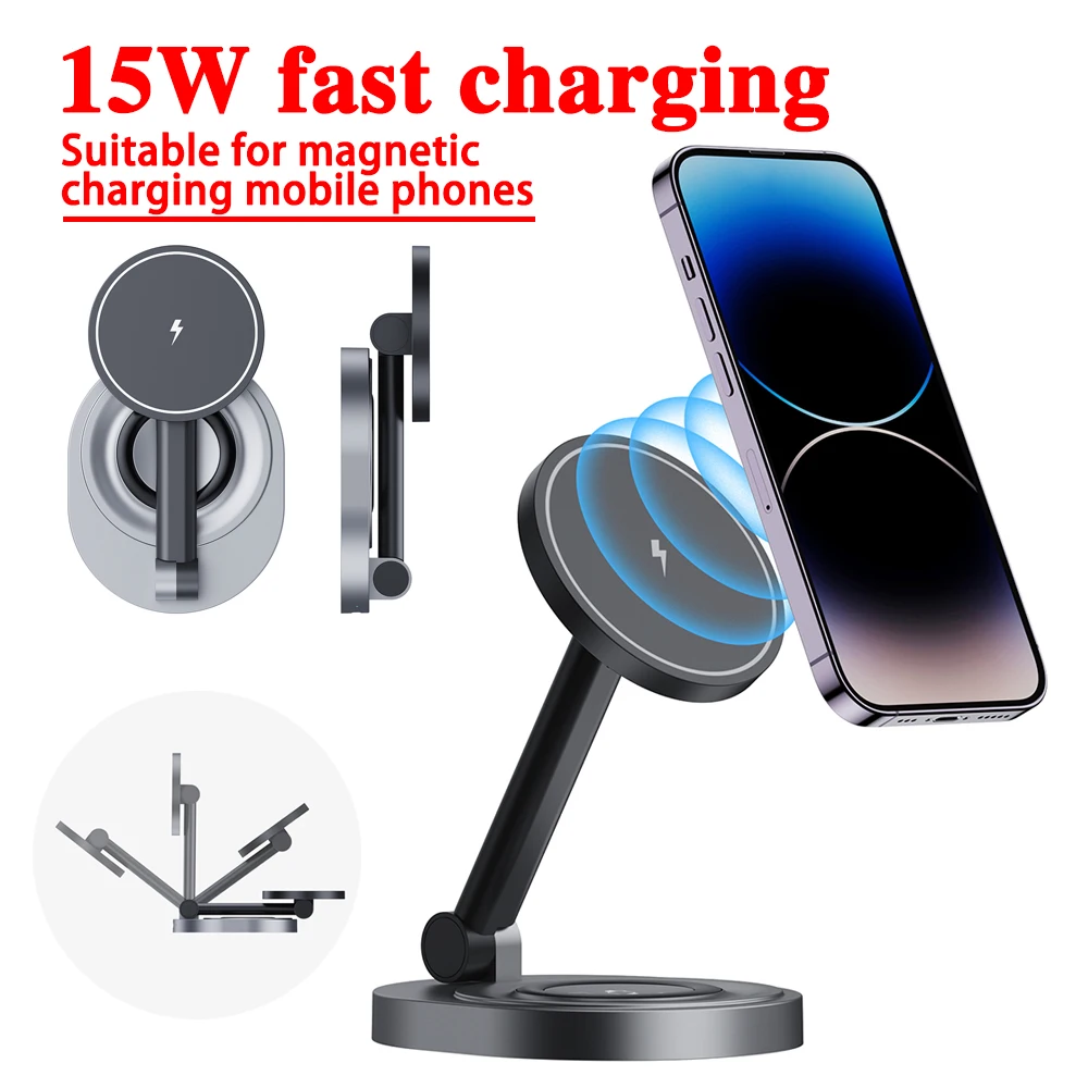 

2 In 1 Magnetic Wireless Charger Stand Fast Charging Station Dock For iPhone 14 13 12 Pro Max For Apple Watch Airpods Macsafe